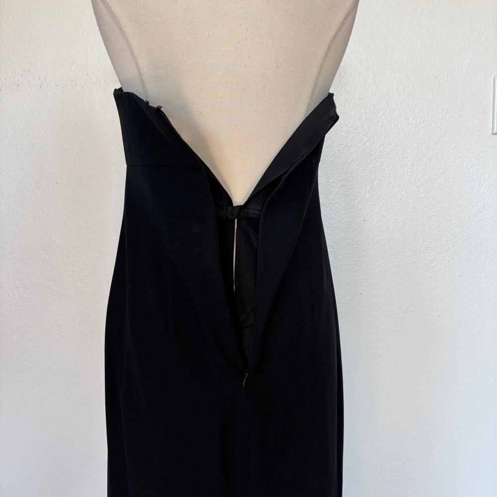 Vintage Strapless Solid Black Full Length Cocktai… - image 8